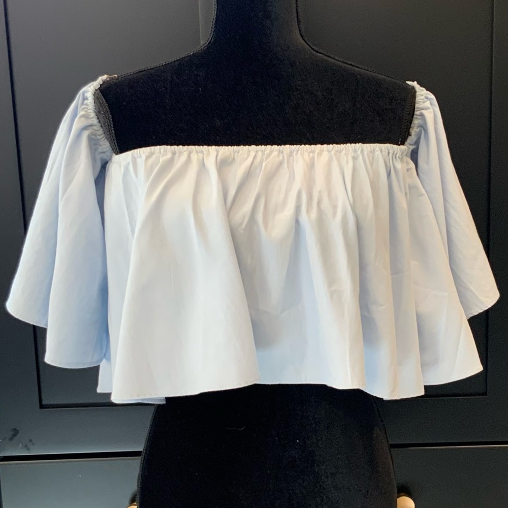 N / Nicholas Off-The-Shoulder Short Sleeve Crop Top